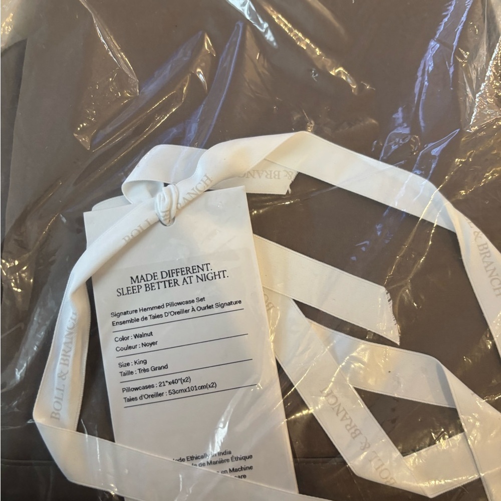 Boll & Branch Signature Hemmed King Pillowcases Walnut Organic Cotton NWT - Picture 2 of 4